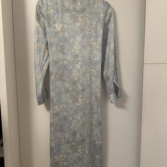Blue Cream Floral Shirt Dress with Notched Collar - Picture 5 of 6